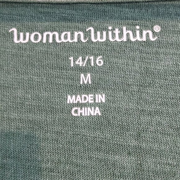 Woman Within Fading Green and White V-Neck Top Size 14/16 M - Picture 8 of 11